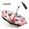 8-Bone three-fold manual vinyl sunscreen weather and rain dual-purpose personalized creative parasol umbrella print