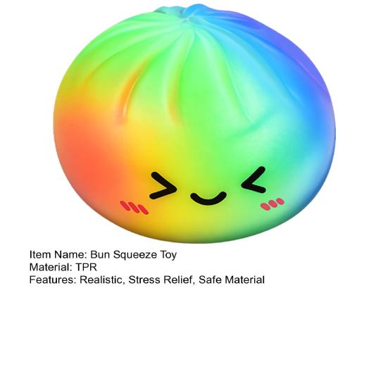 Colorful Steamed Bun Squeeze Toy Cute Slow Rising Fidget for Stress Relief Soft Non-Sticky Decompression Gadget for Kids Adults