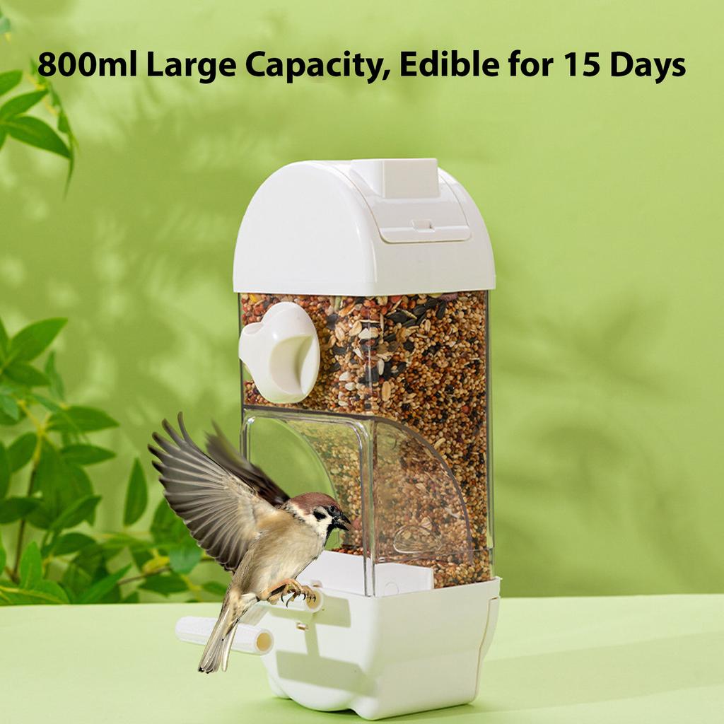800ml Transparent Bird Feeder with Tray, Anti-Leakage Design, Easy Top Filling, Hanging Bird Feeder Box for Cockatiels Parakeets