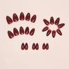 24Pcs Wine Red Solid Almond Wear Nail Tips Fake Nails + 1Pc Nail File + 1 Sheet Jelly Gel Press On Nails Nail Art Supplies
