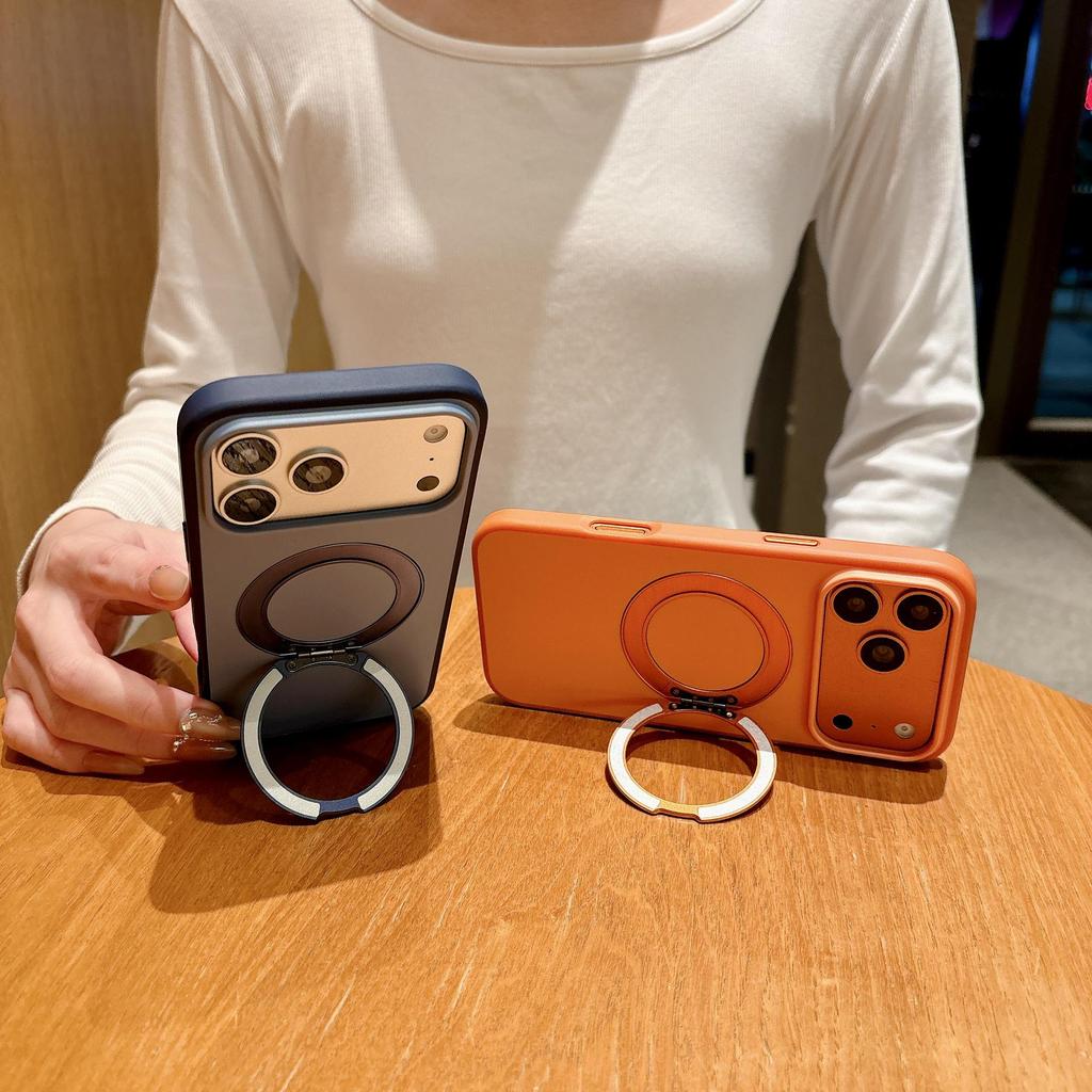 Color-Block 360° Rotating Magnetic Stand Case for iPhone 17 Pro Max with Apple 16 Skin Feel