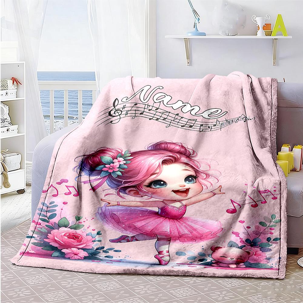 Dance Notes Personalized Text Blanket Lightweight Personalized Blanket Ultra-Soft Versatile for Nap Office Chair Living Room Chair