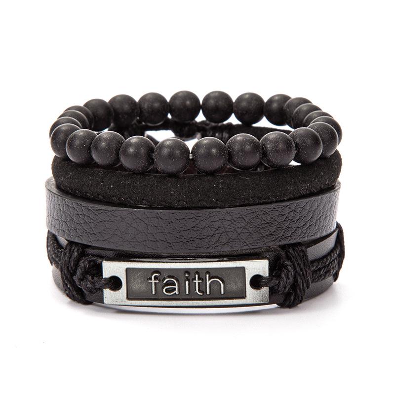Retro Multi-layer Alloy Leather Bracelet In Ethnic Style with Waxed Rope