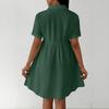 Women Short Sleeve Shirt Dress Button Down Collared Loose Fit Casual Mini Dress with Pockets Summer Style