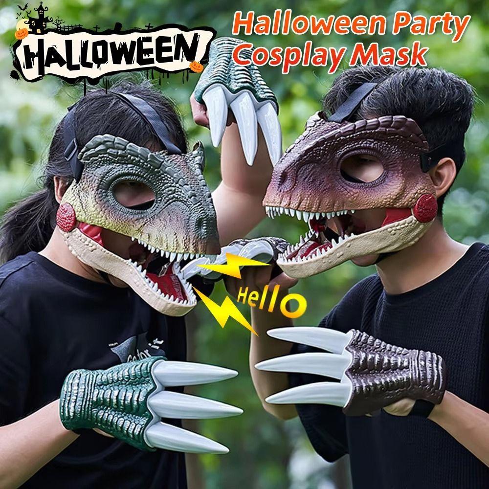 Sound 3D Dinosaur Mask Movable Mouth Dinosaur Head Face Cover Dinosaur Mask Headwear  Kids Children