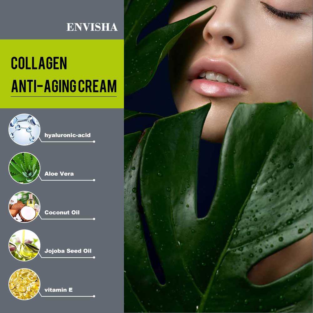 ENVISHA Collagen Cream: Moisturizes & Reduces Fine Lines | All-English Packaging