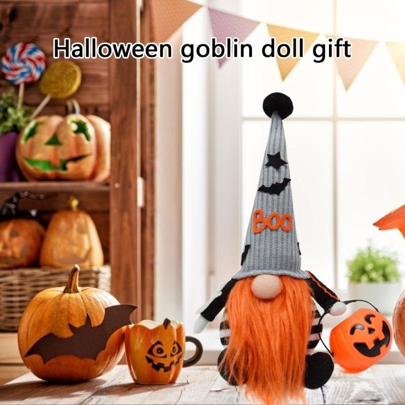 J0MC Unique Halloween Goblin Figurine from Premium Flannel Long Time Decoration For Bookshelves Entryway