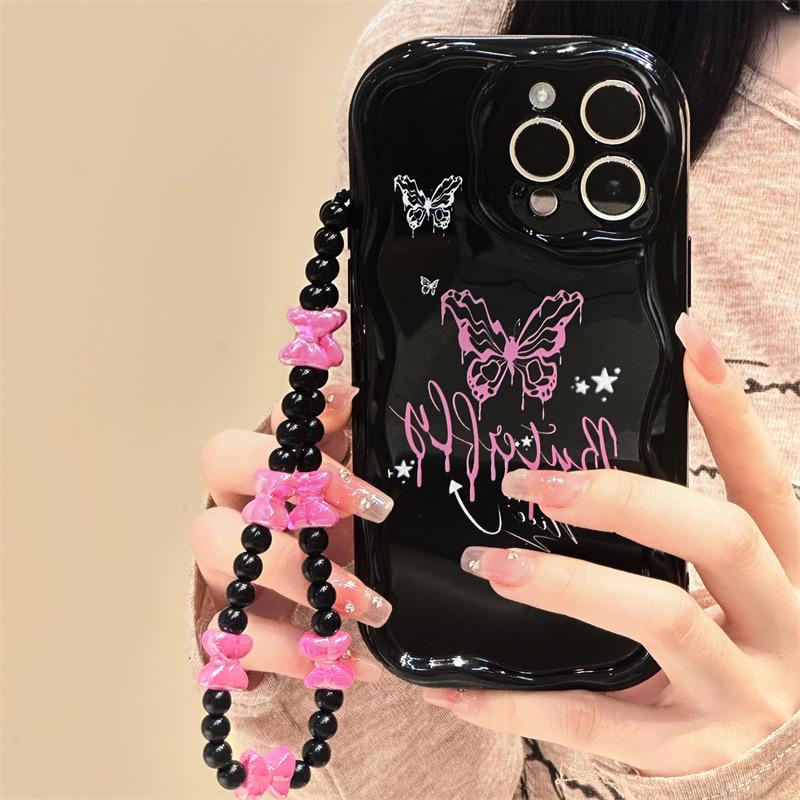 Zhitai Krémový vzor puzdro na telefón s retiazkou pre iPhone 15/14/12Pro/16Pro Max