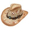 Cowboy Straw Hat With Wide Brim For Summer Outdoor Sunshade And Casual Wear