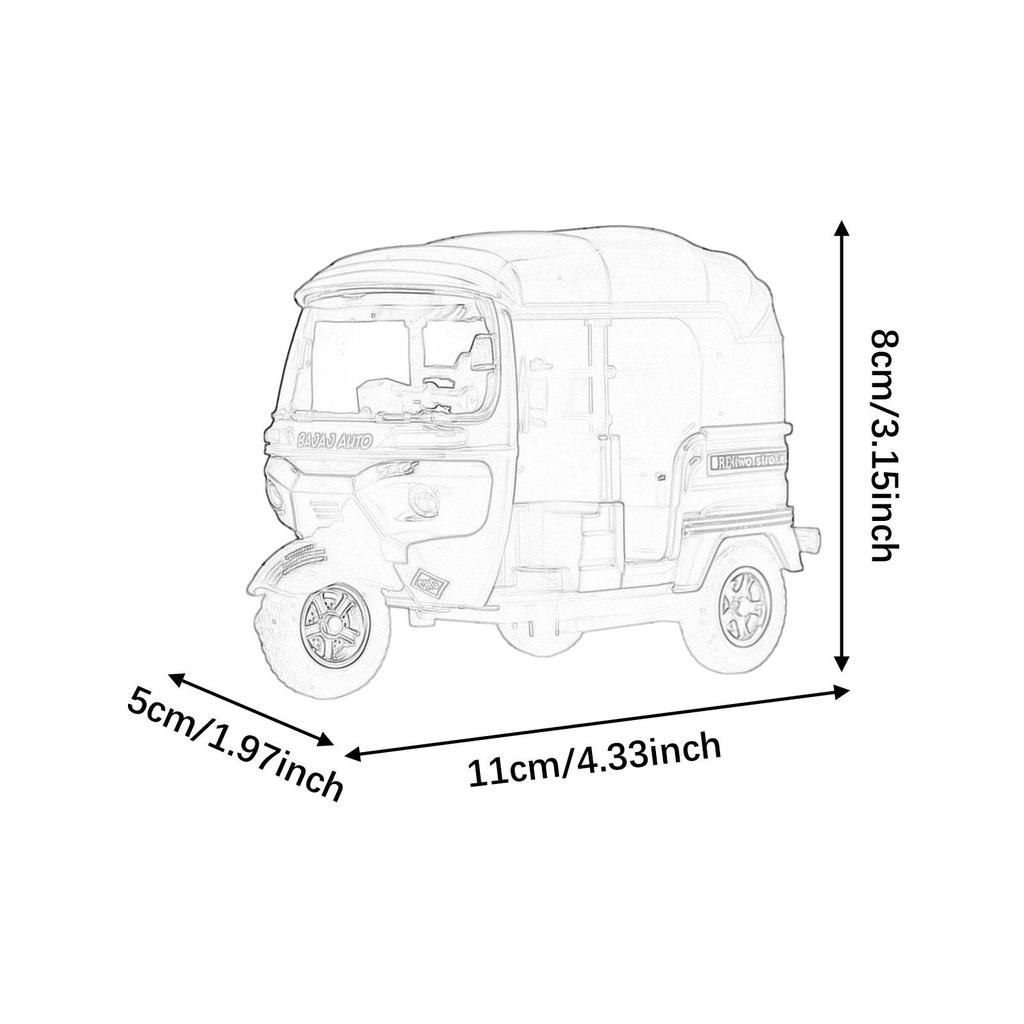 Dreiradmodell im Maßstab 1:14, Miniaturfigur für Schlafzimmer, Geburtstag, Zuhause, Fahrzeugspielzeug, dreirädrige Statue im Retro-Design