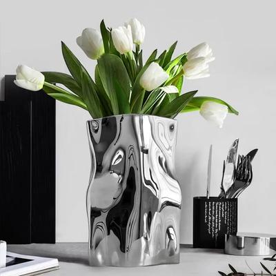 Luxury Morden Flowers Vase Home Decoration Silver Designer Vase Room Decor High-end Accessories Table Decoration Gifts