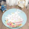 Cartoon Rabbit Girl Animal Flowers Round Carpet Cute Bunny Mouse Circle Rug Home Bedroom Living Room Floor Mat Chair Pad Doormat