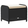 Garden Stool with Cushion Black 58 x 46 x 46 cm Poly Rattan