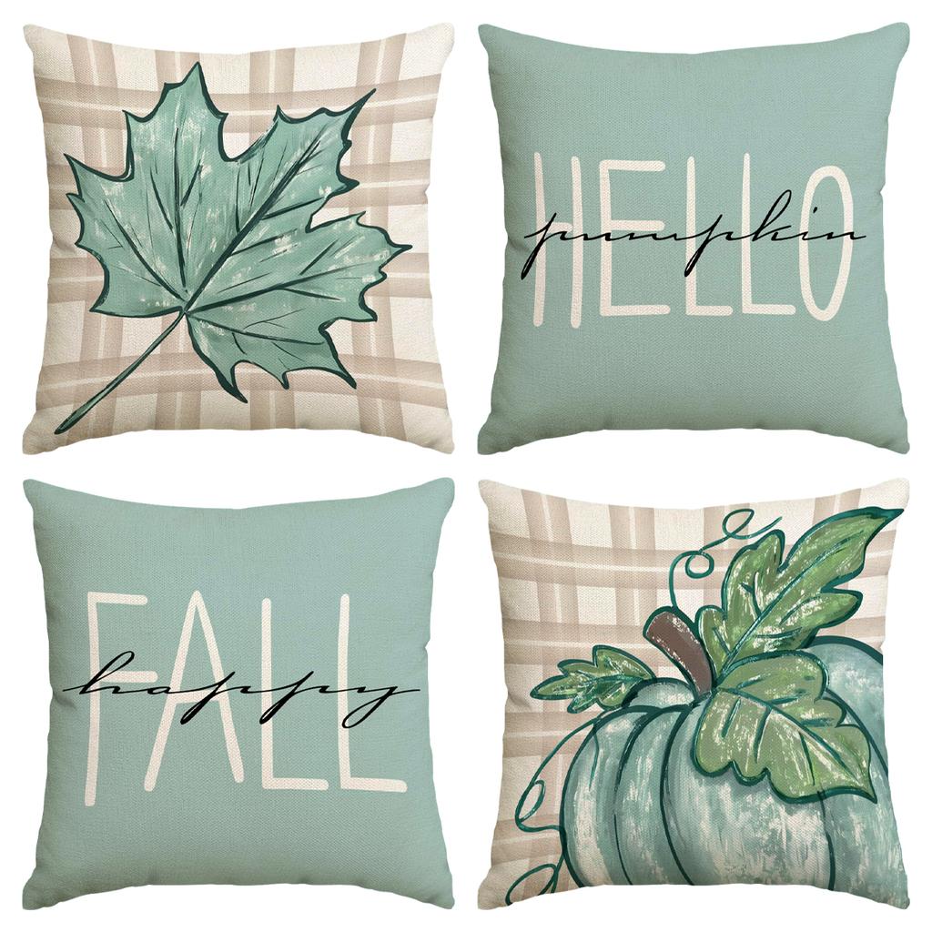 1/4pcs Autumn Thanksgiving Pillow Cover, Home Sofa Cushion Cover, Suitable for Bedroom, Room, Living Room (No Pillow Core)