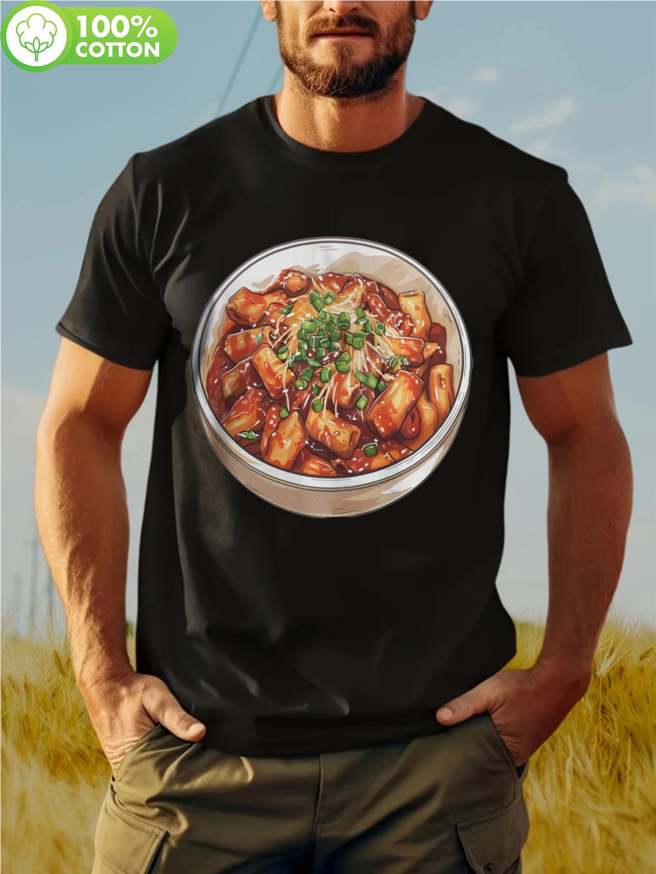 Vintage Graphic T-shirt - 180g 100% Cotton Breathable Tee with Playful Ramen Design XL