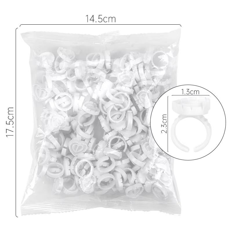 Heart 100Pcs/Bag Disposable Eyelash Extension Glue Holder Blooming Cup Tattoo Lash Glue Ring Plastic Colorful Eyelash