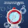 Non-Toxic Space Astronauts Fully Automatic Bubble Gun Rocket Bubbles Machine Automatic Blower With Bubble Liquid Toy For Kids Bubble Gift