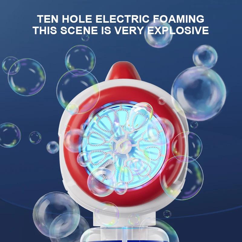 Non-Toxic Space Astronauts Fully Automatic Bubble Gun Rocket Bubbles Machine Automatic Blower With Bubble Liquid Toy For Kids Bubble Gift