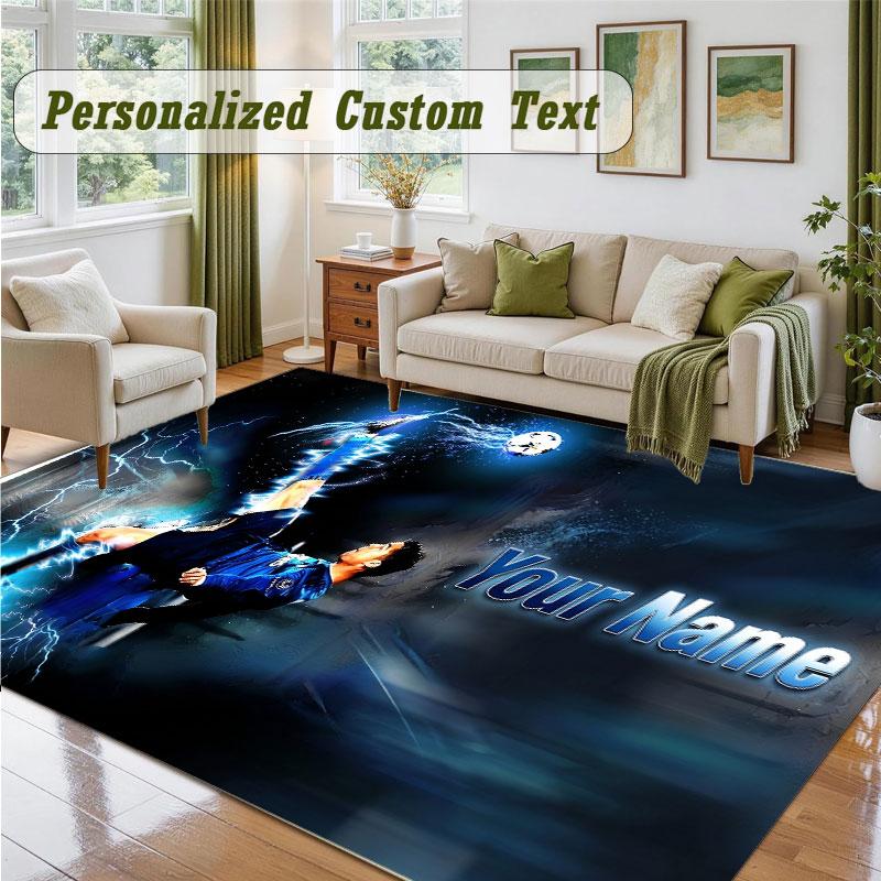 Crystal Velvet Square Rug Custom NameCristiano Ronaldo Pattern Non Slip Home Floor Decor Rug