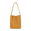 2026 Summer Korean Minimalist Woven Texture Bucket Bag - Large Capacity, Solid Color, Single Shoulder & Handheld