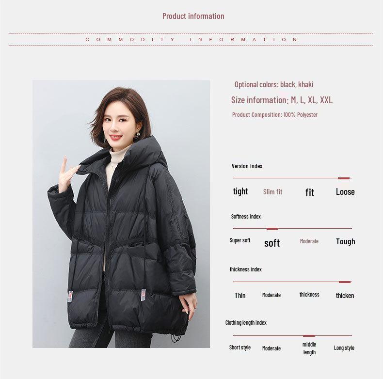 Women's Mid-Length Down Jacket 2024: Winter Loose Fit Plus Size Thickened White Duck Down Coat for Middle-Aged Moms