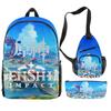 Luxus Neuheit Cool Genshin Impact 3D Gedruckt 3 Stück/Set Schüler Rucksäcke Reise Laptop Rucksack Brusttasche Federmäppchen