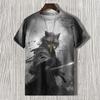Men's T-shirts Edo Cat Samurai Warrior Japanese Art 3D Print Casual T-Shirts Men/Women Short Sleeve O-Neck Top Kid Clothing