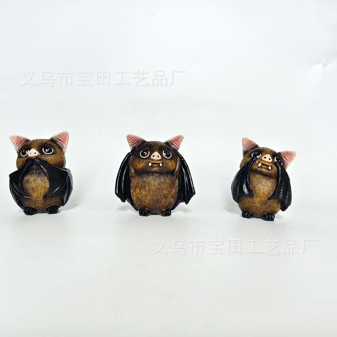 

New resin statue ornament, vampire bat three-piece set, don t listen, don t talk, don t look at home ornament decoration