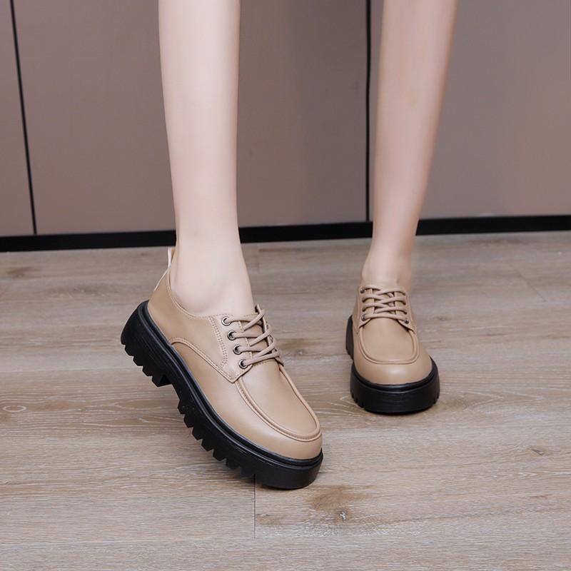 British women's fashion thick soled heightening not tired feet arch support comfortable soft shock absorption non-slip leisure sports leather shoes