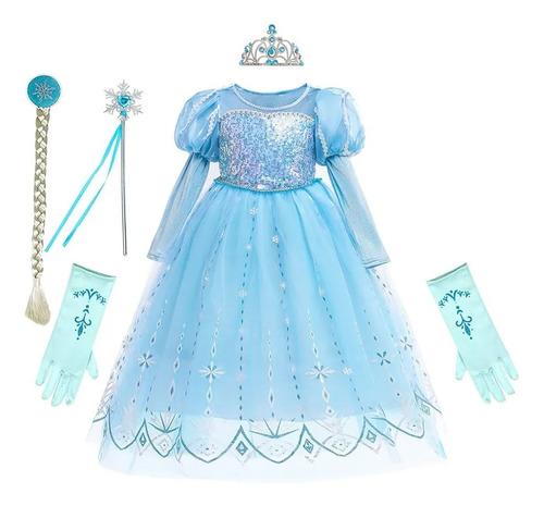 Girls Frozen Elsa Princess Dress Halloween Costume Christm