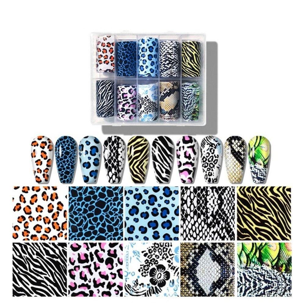 Stripe Pattern Nail Foils Leopard Print Nail Decals Fashion Nail Stickers Nail Decoration