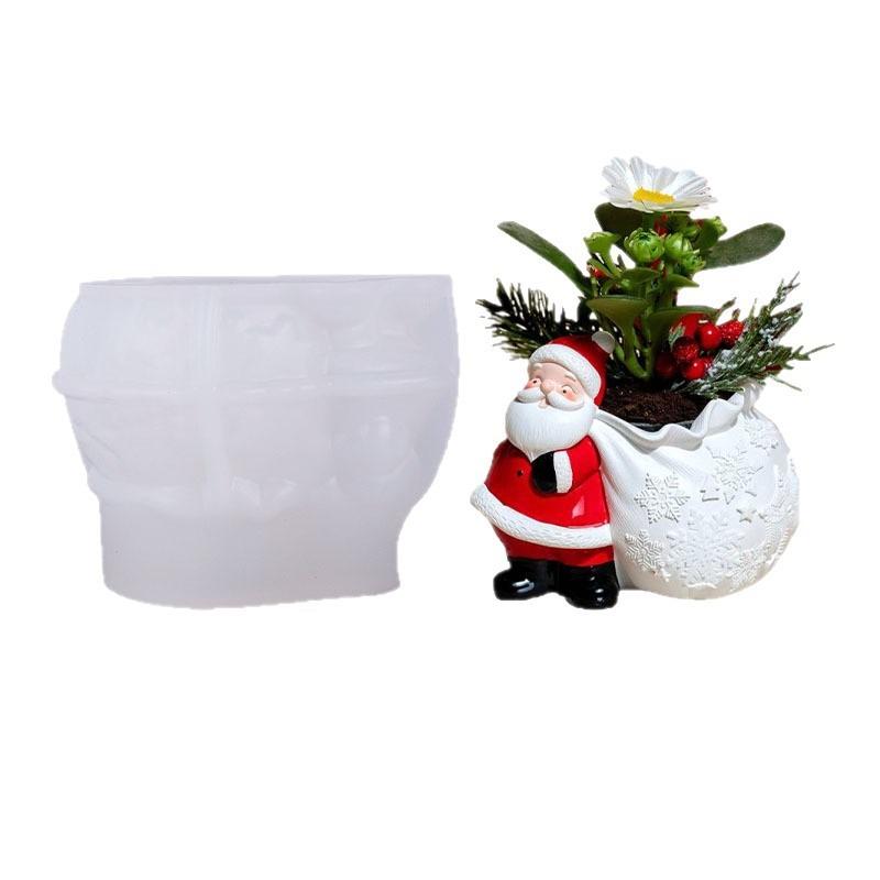 Aufbewahrung Silikonform Weihnachten Thema Weihnachts-Blumentopf-Form Weihnachtsmann-Form Multifunktional Für Keramik-Handwerk Kreativ