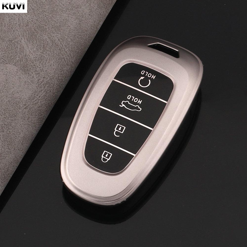 TPU Bilnøkkelholder Deksel For Hyundai Tucson Solaris Sonata Hybrid NEXO NX4 Santafe Dn8 4 knapper 2020 2021 2022 Tilbehør