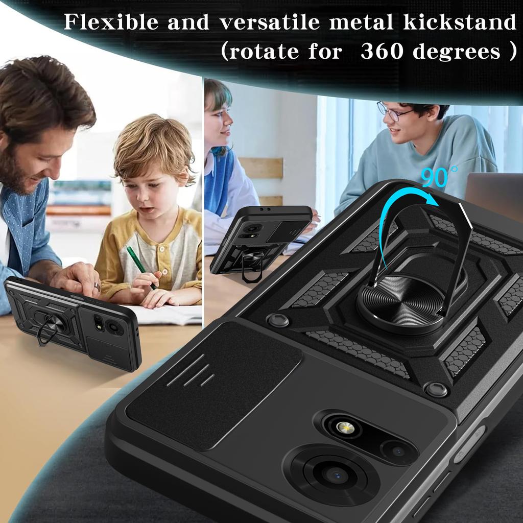 For TCL 50 LE Case with Slide Camera Lid PC+TPU Kickstand Phone Cover