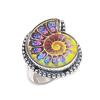 Natural Ammonite Fossil Gemstone 925 Sterling Silver Jewelry Ring Size 8 H6f08