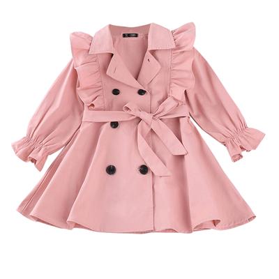 (SU)Kleinkind Kinder Baby Mädchen Flare Ärmel Gürtel Solide winddichte Windjacke Mantel