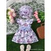 Girls' Fashionable Princess Dress Summer Children's Butterfly Print With Sleeves And Hat