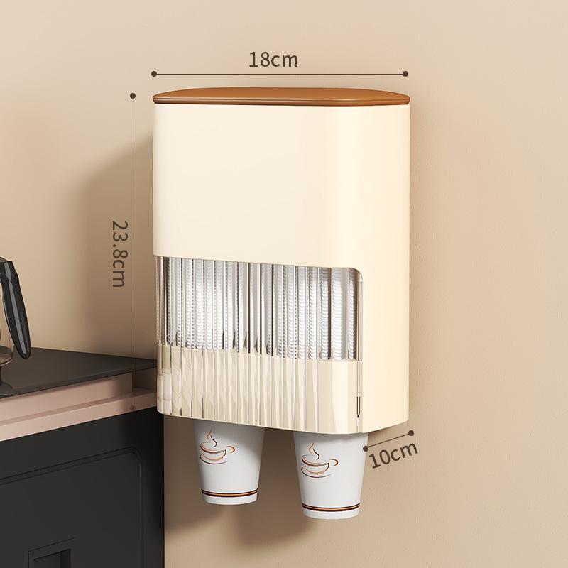 

Disposable Paper Cups Dispenser Plastic Cup Holder For Water Dispenser Wall Mounted Automatic Cup Storage Rack Cups Container L бежевый