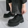 Thick soled men's shoes Casual lace up design style Office or leisure party Black outdoor shoes plus size Youth shoes lace-up