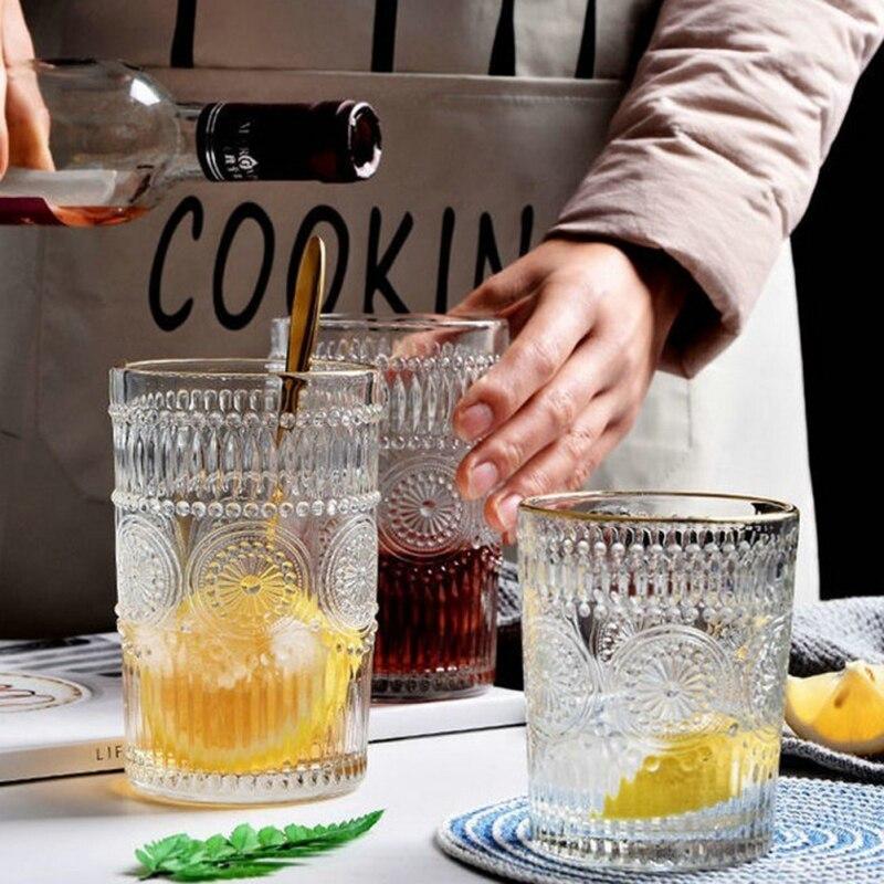 Beer Glass Cup Fashion Golden Rim Cocktails Cups Home Breakfast Milk Juice Mugs Kitchen Supplies Festival Party Drinkware