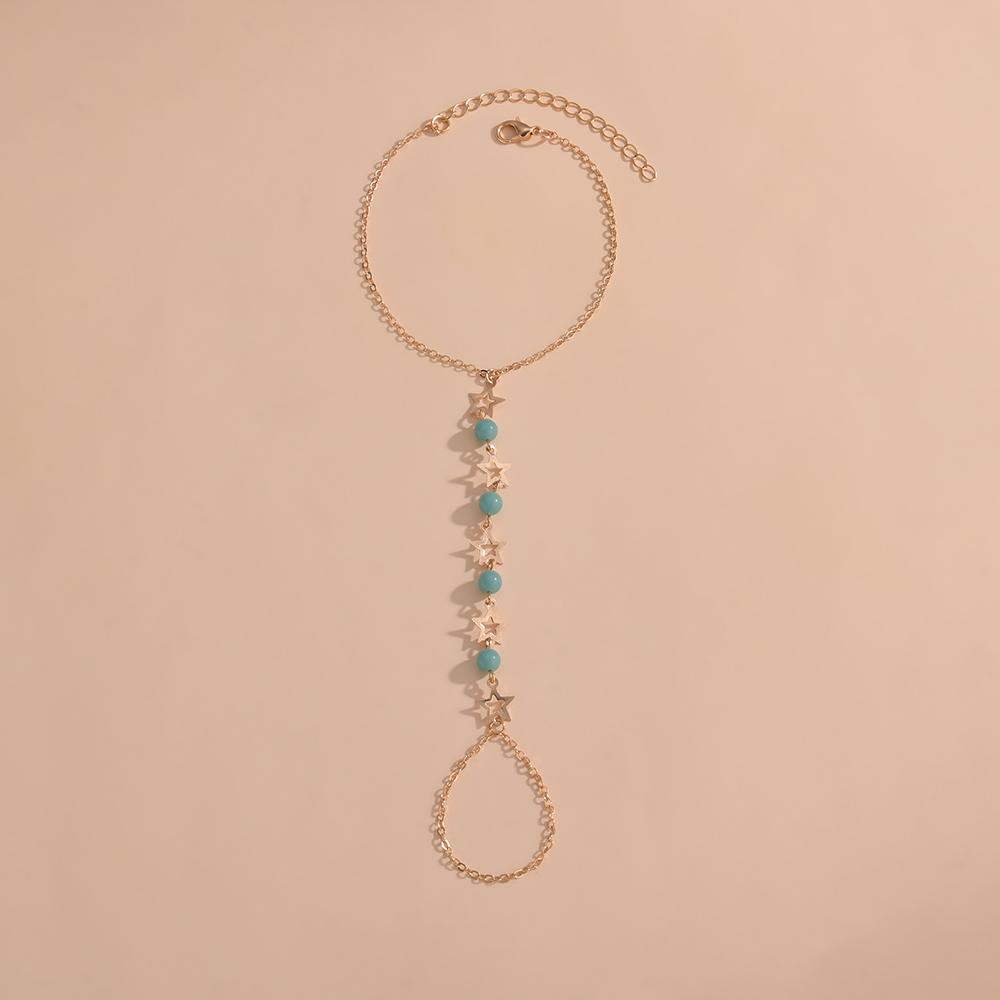 

Retro Beach Style Finger Connection Star Night Glow Alloy Feet Chain