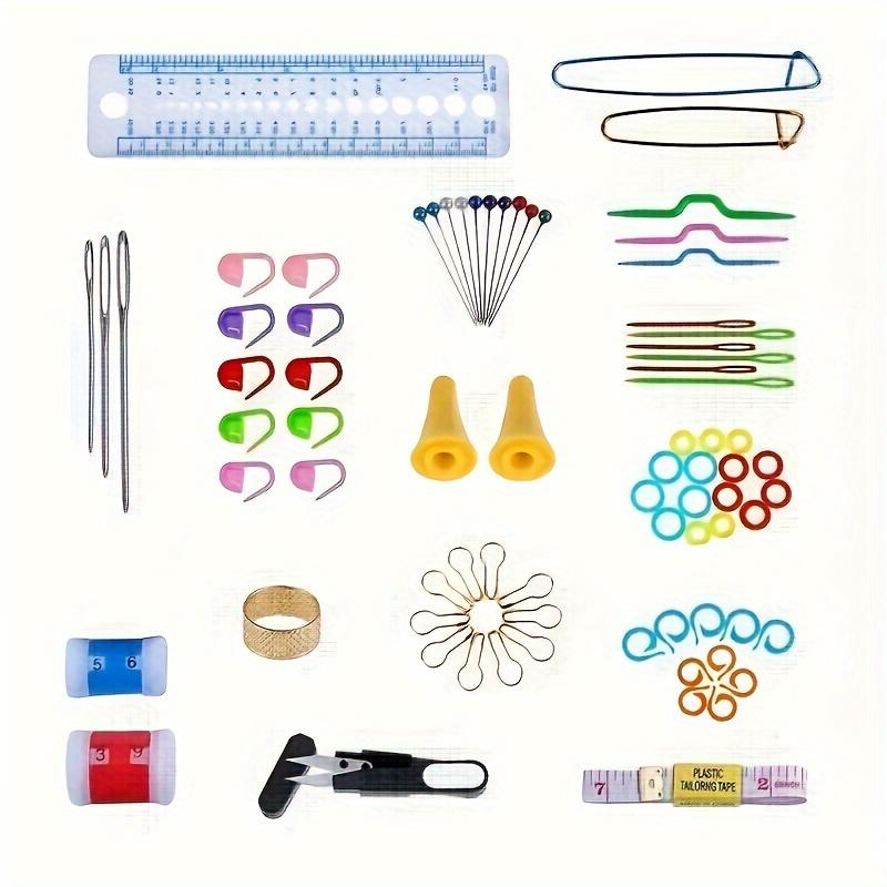 100-Piece Rose Red Crochet Hooks Set, Metal Crafting Needles, Scissors, Knitting Gauge & DIY Sewing Accessories Kit with Carrying Case for All Seasons