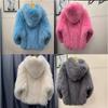 2 Winter New Imitation Car Strips Imitation Fox Hair Woven Coat Hooded Bat Imitation Fur Coat