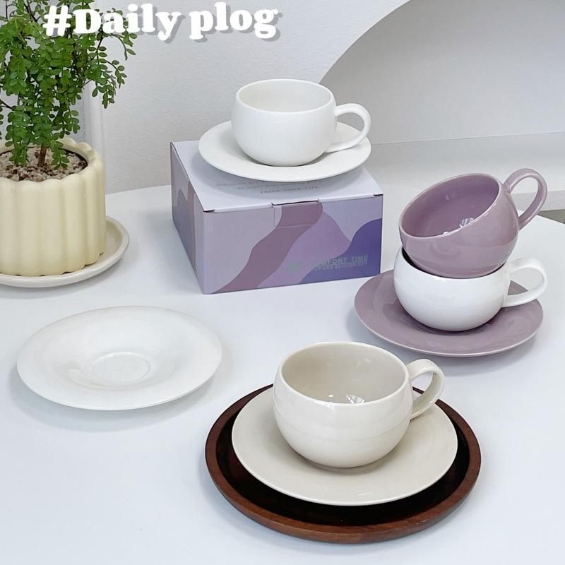 Retro Exquisite Egg-Shaped Coffee Cup And Saucer Set, Fire Stone Pattern Coffee Cup, Ceramic Afternoon Tea, High-End Figure Gift