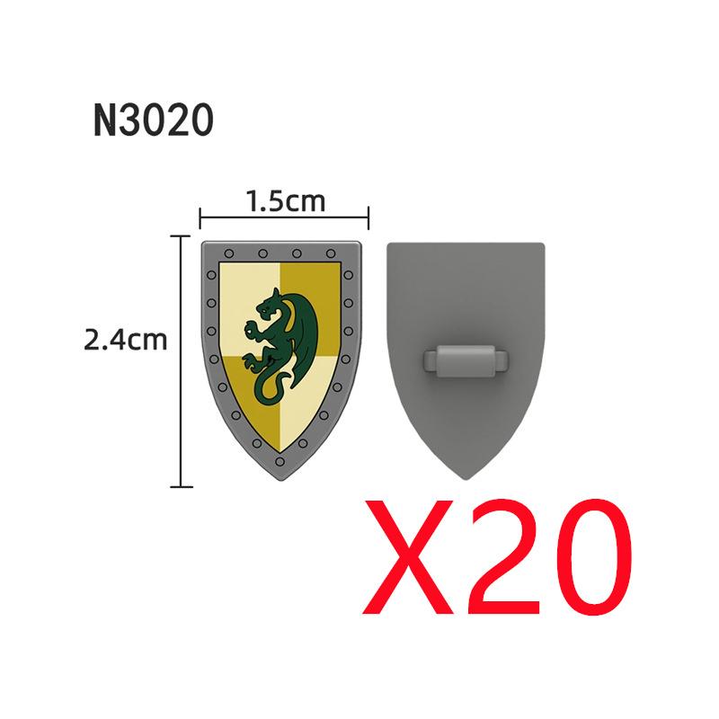 MOC Medieval Military Building Blocks Accessories Ancient Castle Knight Armor Viking Round Dragon Shield Flag Brick Toy Gift R62