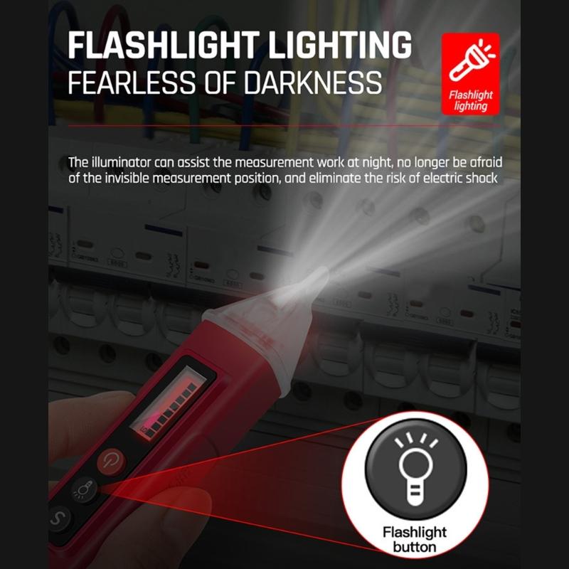 Adjustable Sensitivity Electrical Tester Pen Not Contact Voltage Detectors Live Wire Identifier Flashlight Color Display