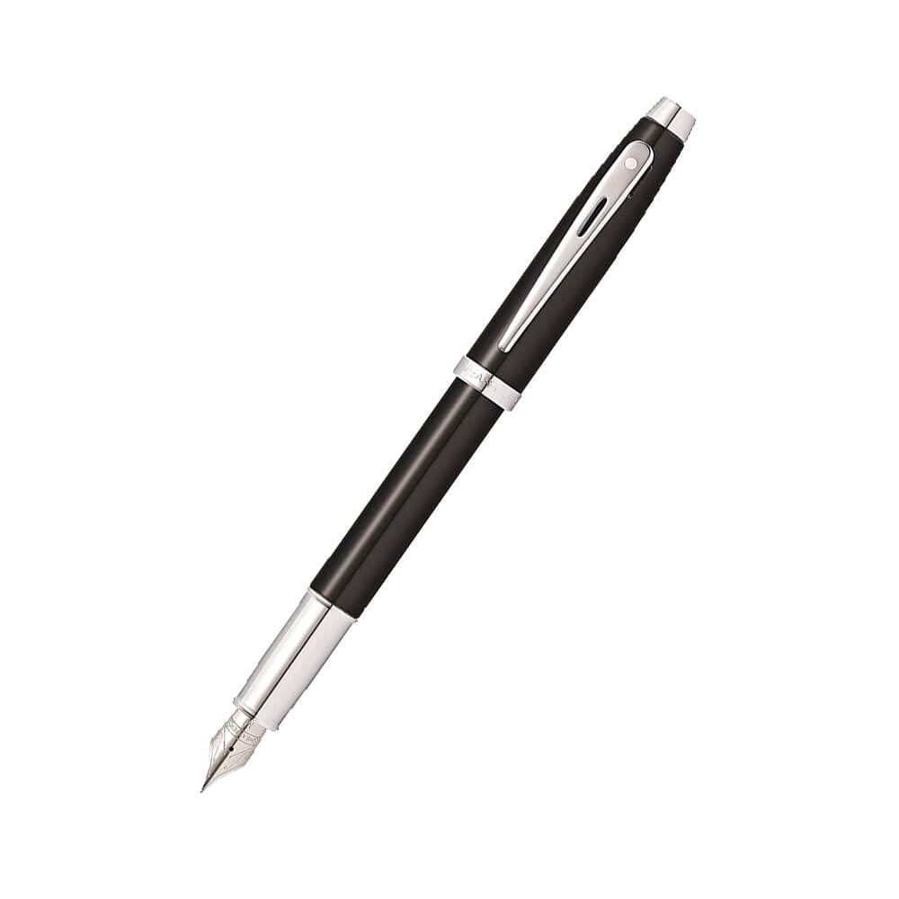 Sheaffer 100 Black Lacquer/Chrome Plated Pen (Med Fountain)