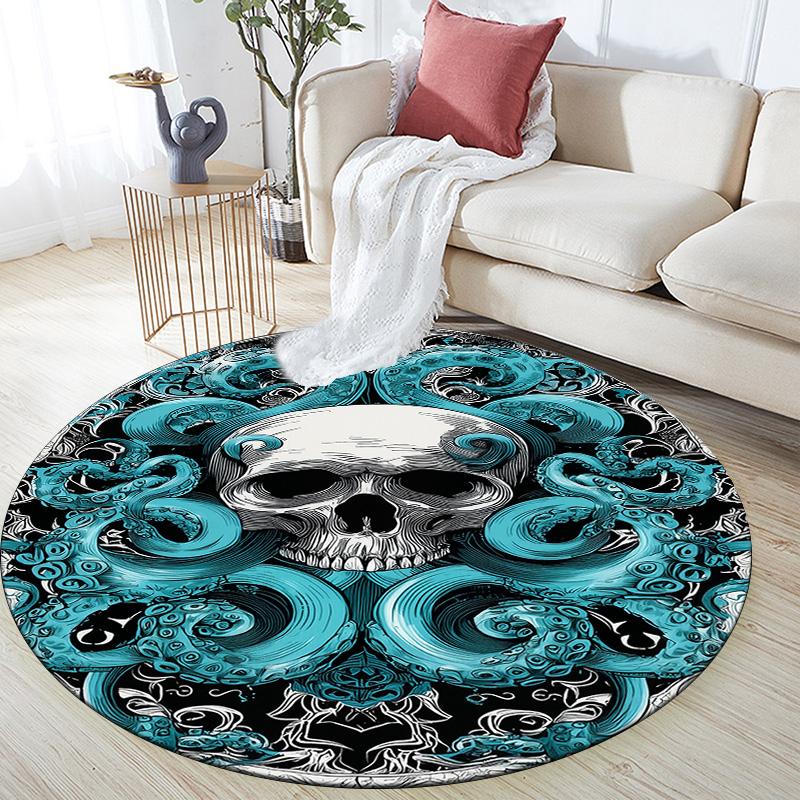 

Skeleton Octopus Round Area Rug,Carpet Rug for Living Room Bedroom Sofa Playroom Decor,Non-slip Floor Mat 80cmx80cm