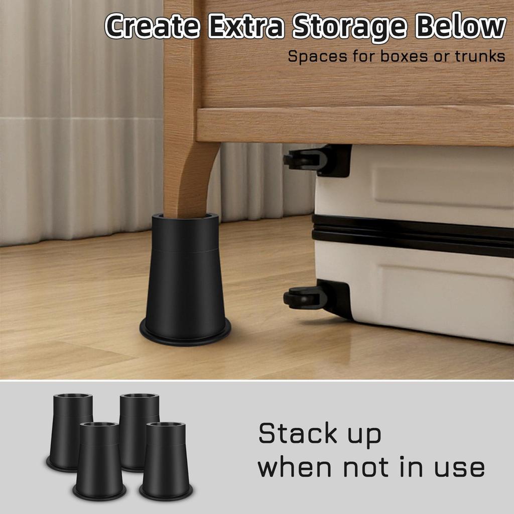 Heavy Duty Bed Riser Adjustable Furniture Leg Extender 4pcs Stand for Sofa Couch Chair Desk Table Extra Storage Space Under Bed