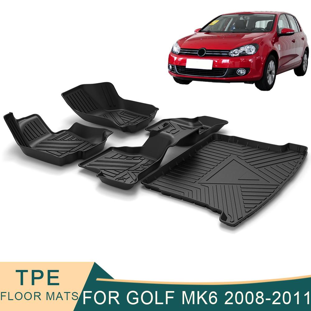 

Для VW Volkswagen Golf Mk6 2008-2011 автомобильные напольные коврики, всепогодные коврики для ног из ТПЭ, водонепроницаемый коврик для подноса, интерьер